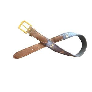 Vineyard Vines‎ Mens Skull & Crossbones Leather Trim Belt Size 30